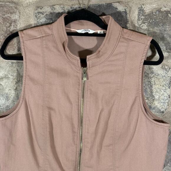 Liz Claiborne Vest Woman's Medium Tan Utility Full Zip High Collar‎ Hiking - Picture 2 of 13